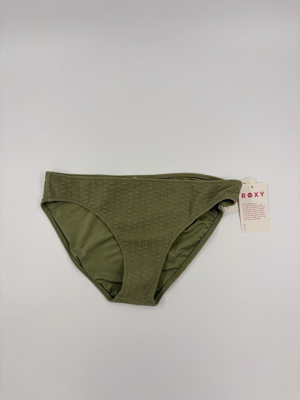 Roxy Haleiwa Hipster Full Bikini Bottom Medium Olive Green Textured NWT $48
